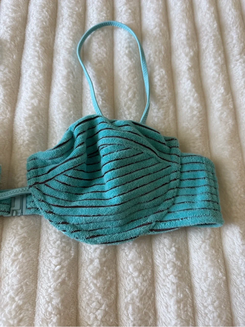 triangl swimwear Teal Bikini Top with Black Stripe Detail